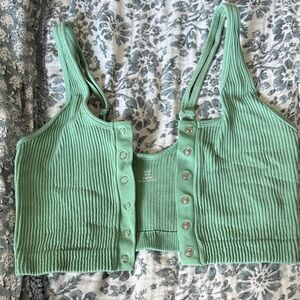 Aerie Mint Ribbed Button-Front Tank Top